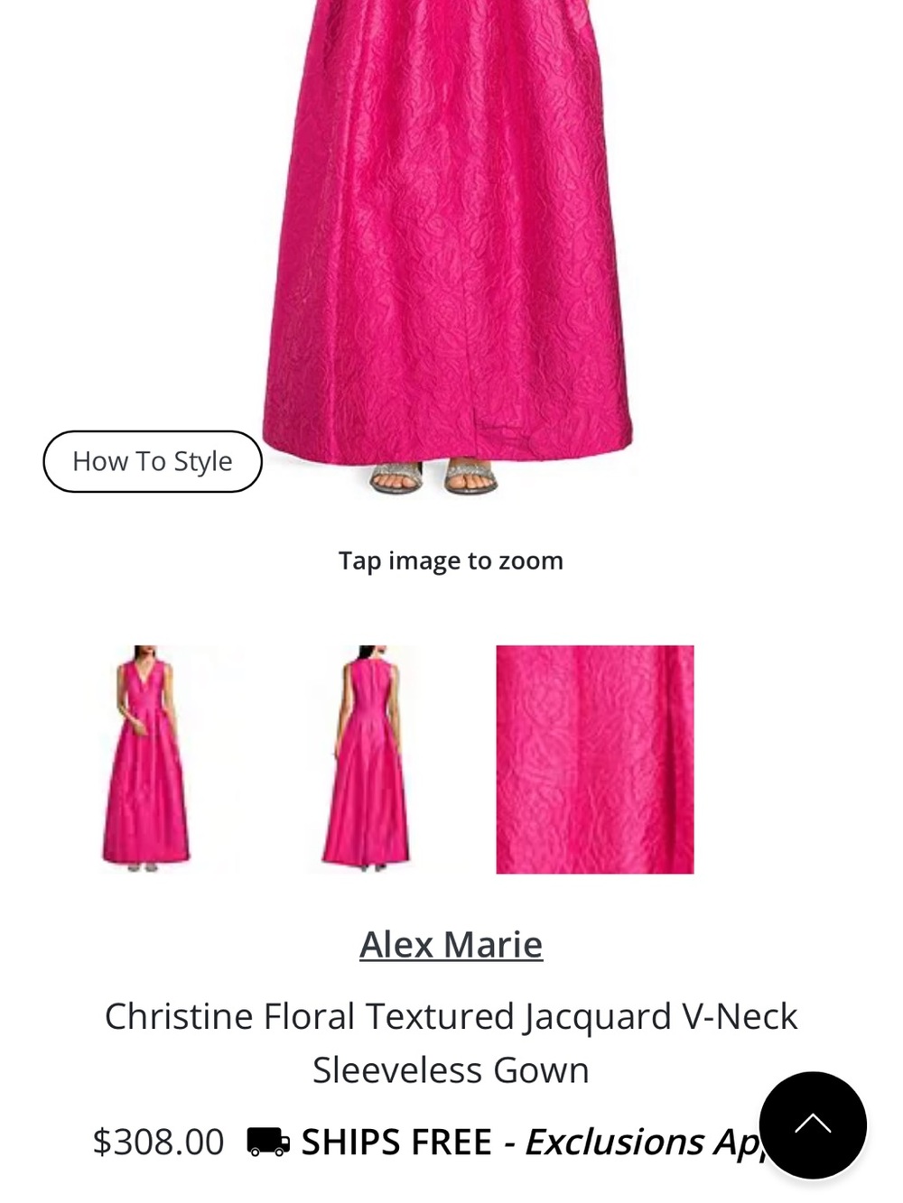 Alex Marie Vibrant Pink Floral Christine Jacquard V‑Neck Gown